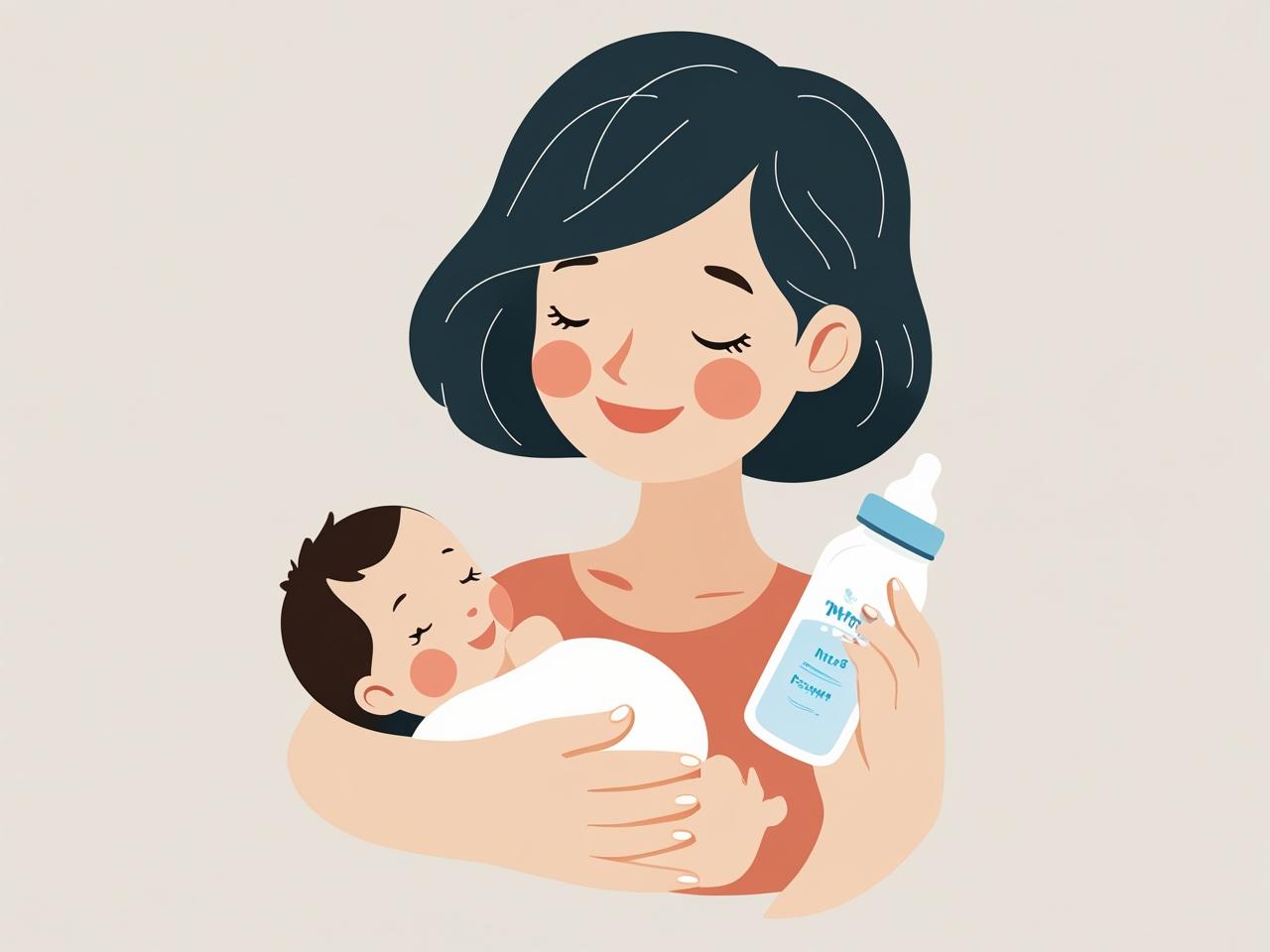 Mãe amamentando de um lado e oferecendo mamadeira do outro, representando amamentação mista