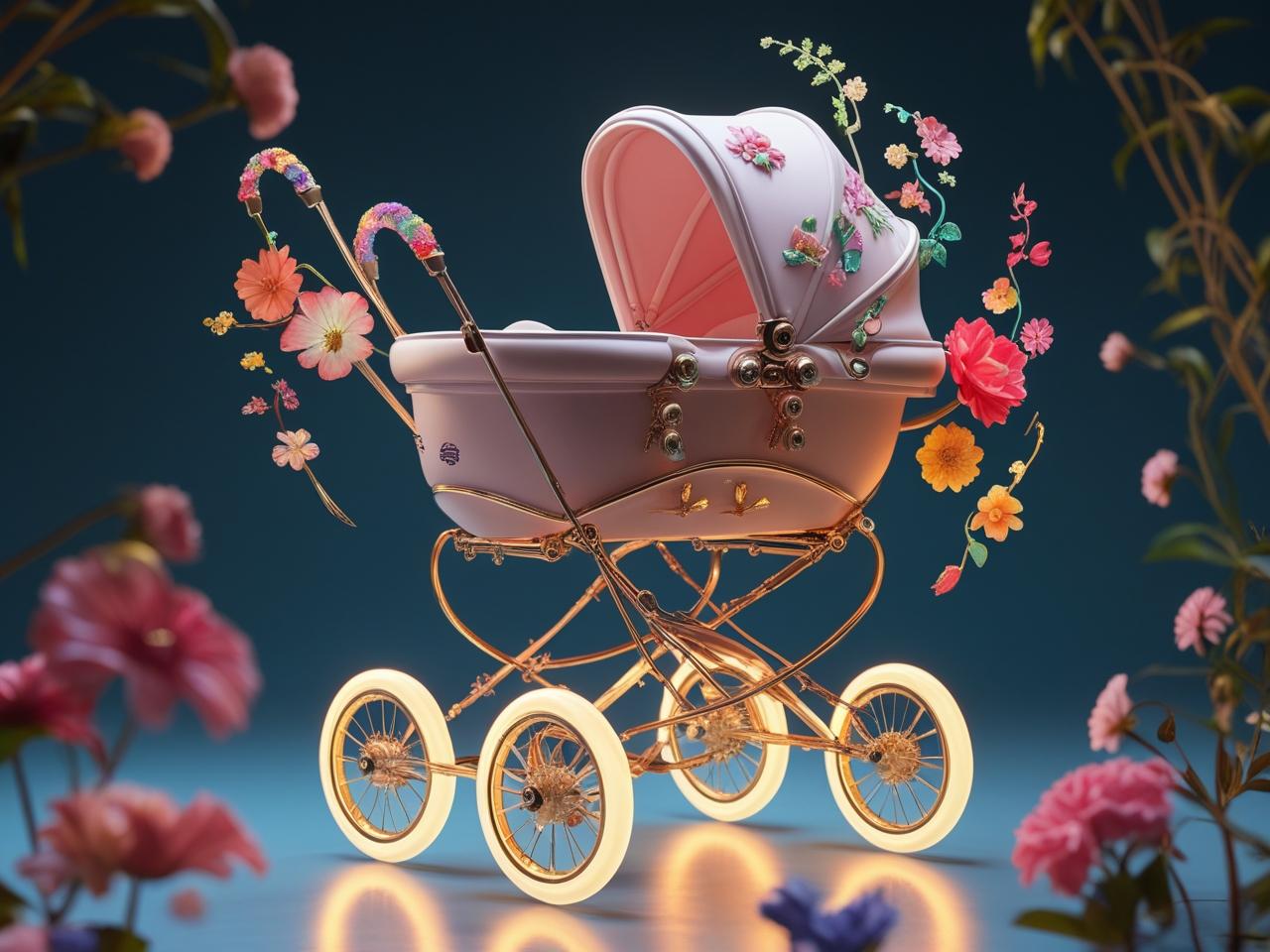 Mãe empurrando carrinho de bebê