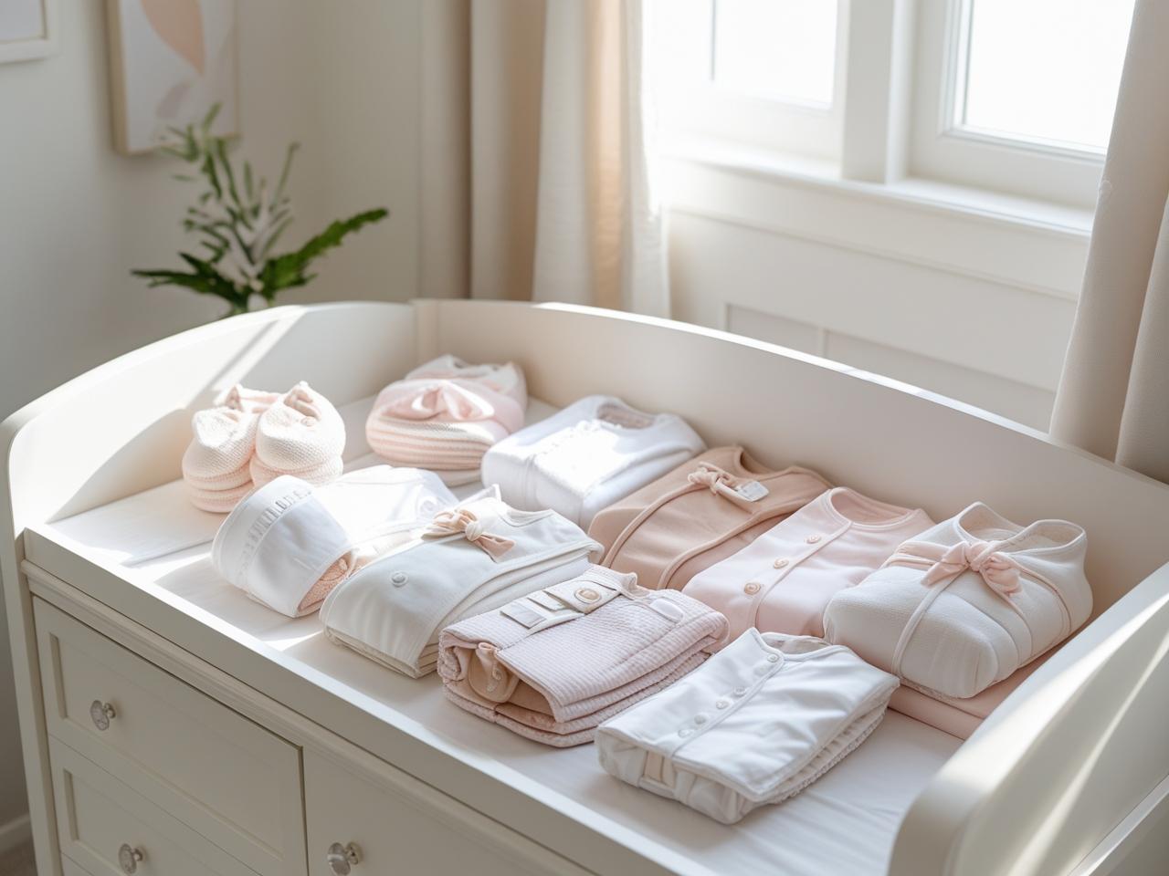 Quarto do bebê preparado com o enxoval organizado