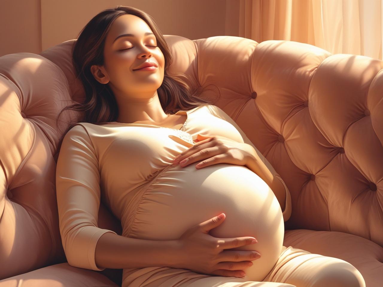 Mulher grávida descansando para aliviar sintomas da gestação