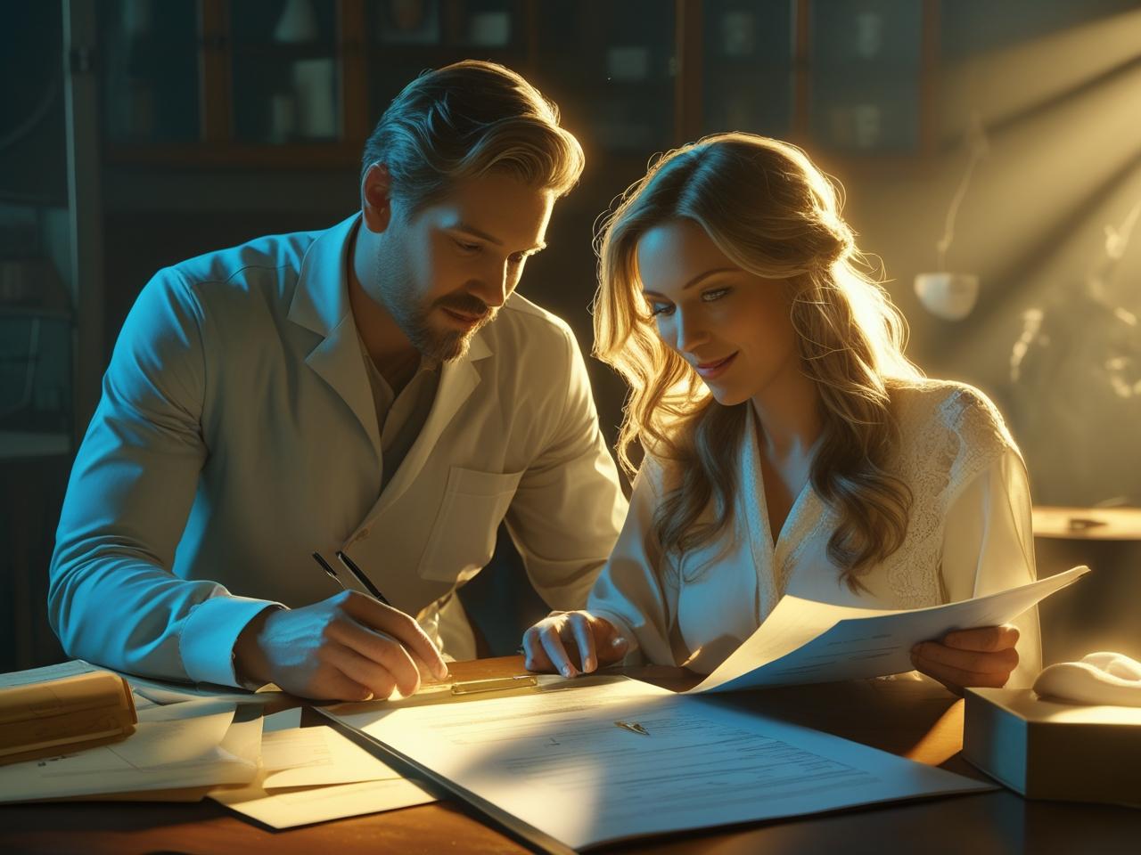 Casal planejando o parto junto ao obstetra