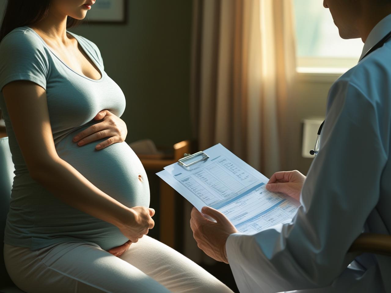 Gestante em consulta de pré-natal com o obstetra